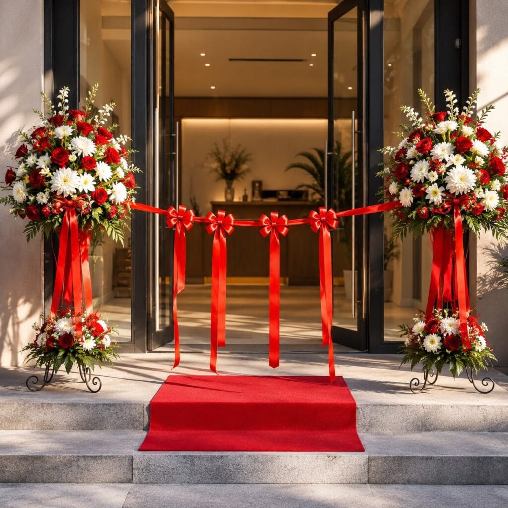 Grand Opening Ribbon Standing Flower